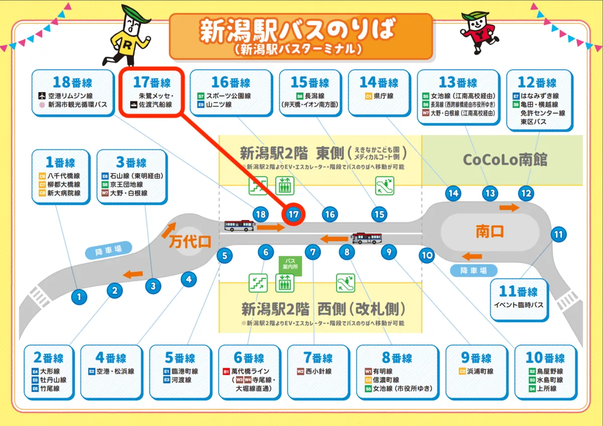 新潟站巴士总站站台地图