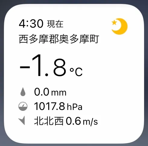 天气应用显示-1.8℃