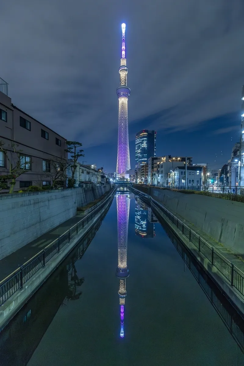 从十间桥观看的晴空塔灯光秀